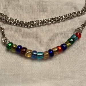 Rainbow multicolor glass beads on long chain